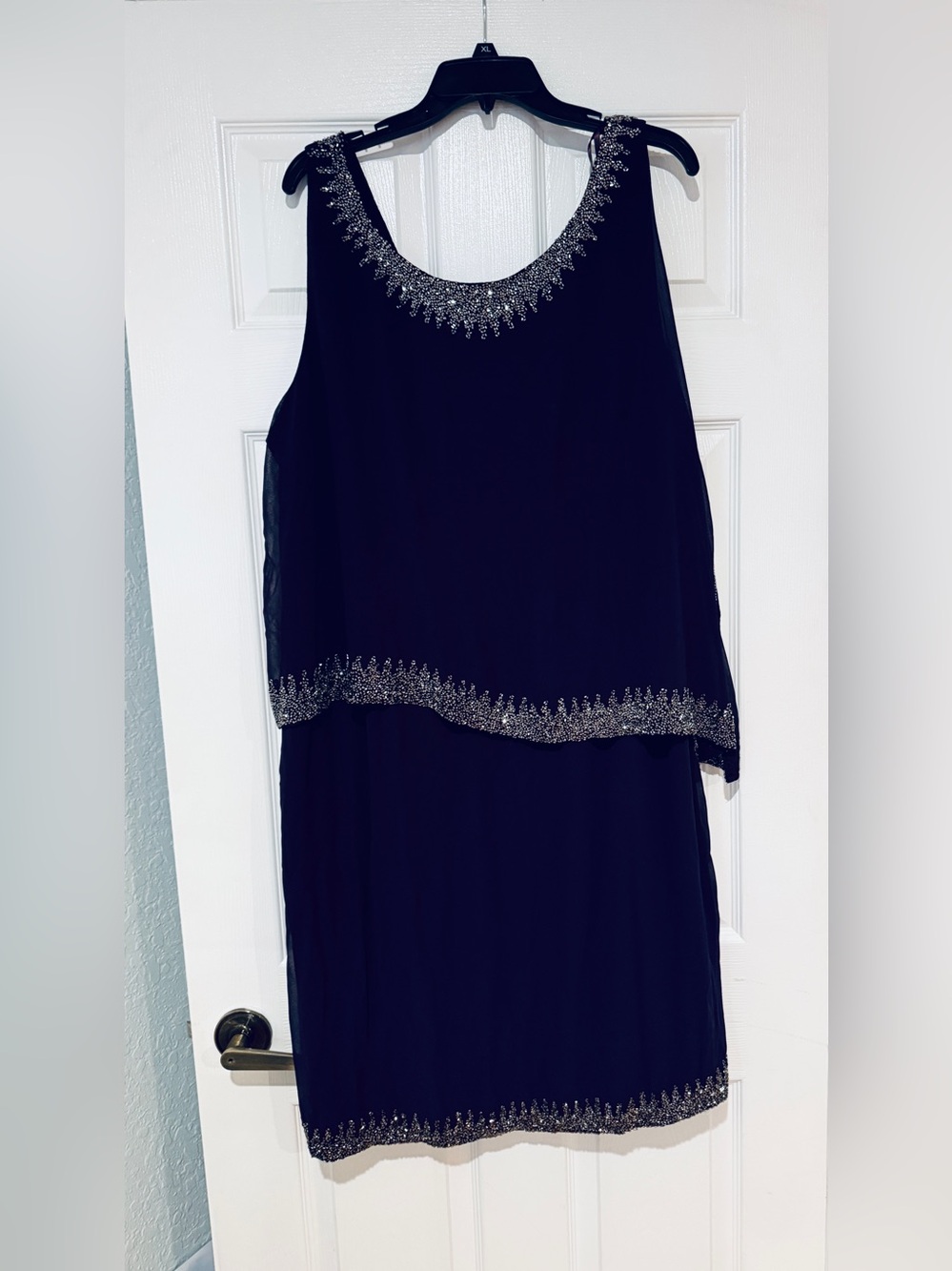 Embellished purple Sleeveless Dress with Silver Trim